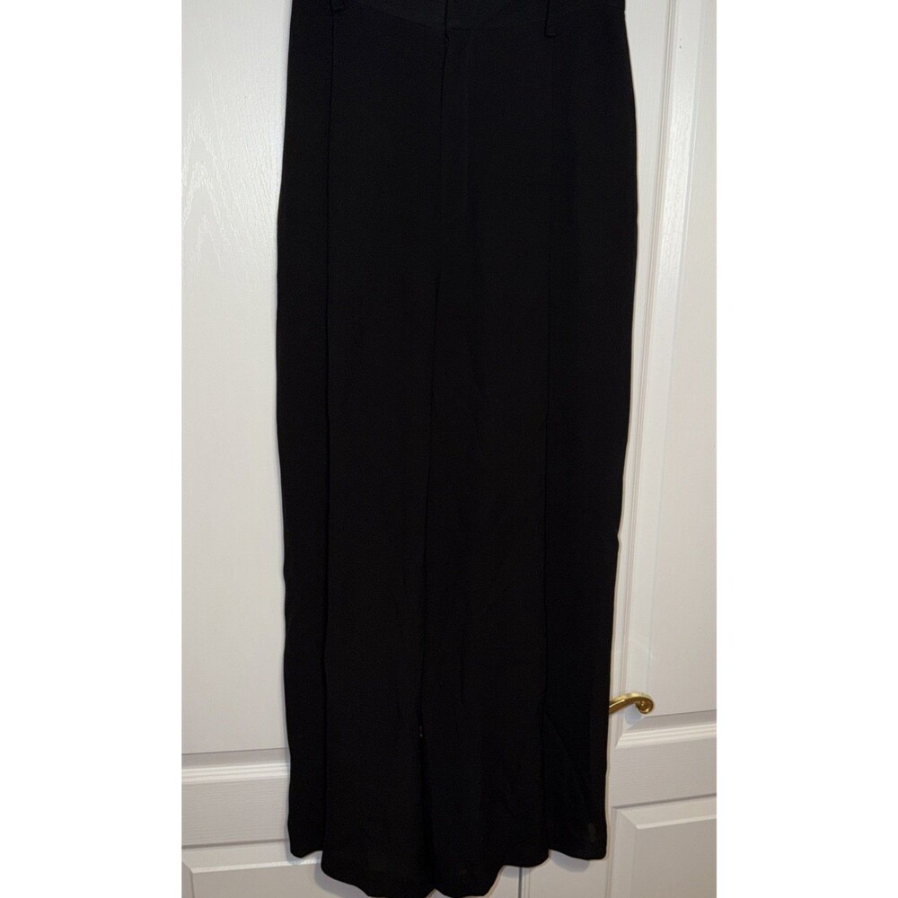 Linda Allard Ellen Tracy 100% Silk Pleated Trousers Black Sheer Size 4 High Rise